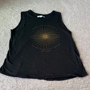 Spiritual Gangsta faded Black Sleeveless Top with Gold Graphic size L